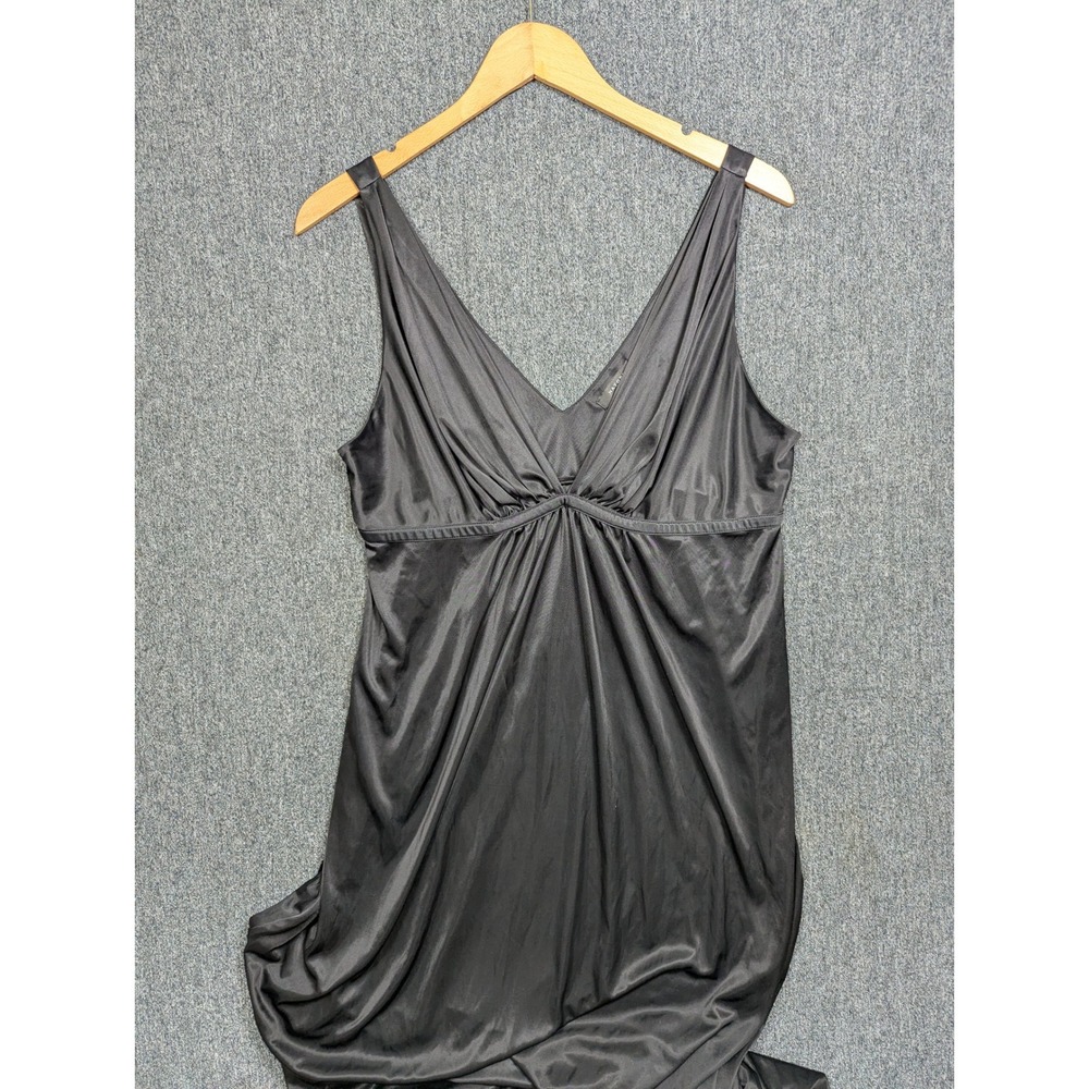 Natori Womens Black V-Neck Empire Waist Chemise Nightgown Sleep Dress Large